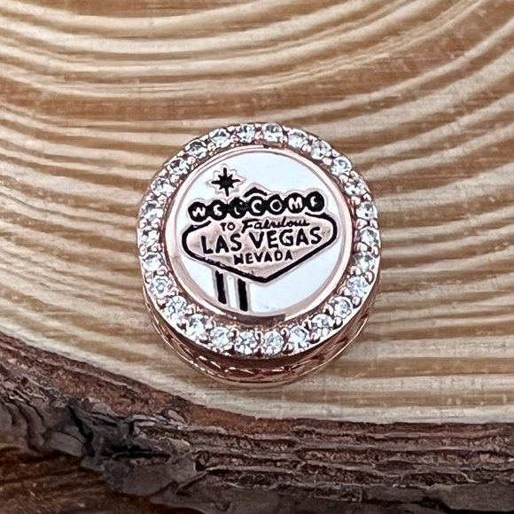Pandora Welcome To Fabulous LAS VEGAS Charm Bead Rose Gold - Picture 1 of 4